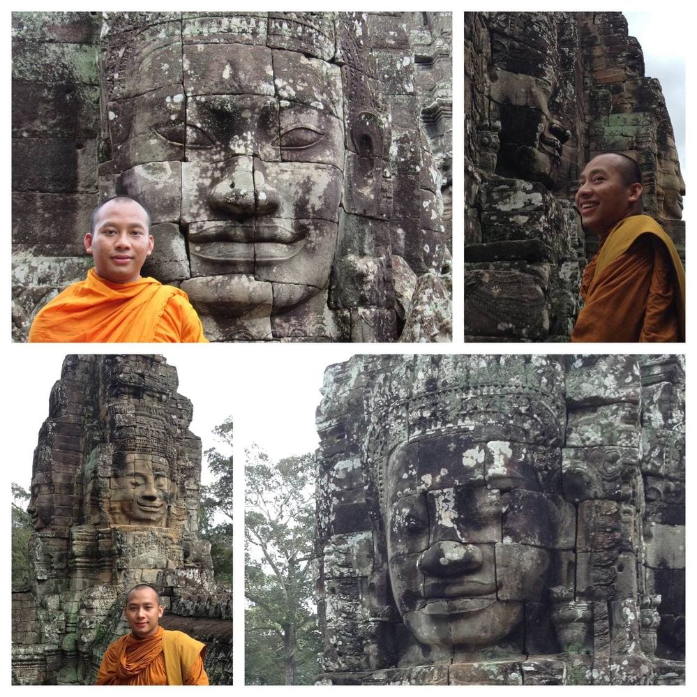 The great combination of Buddisht monk and the smiling face