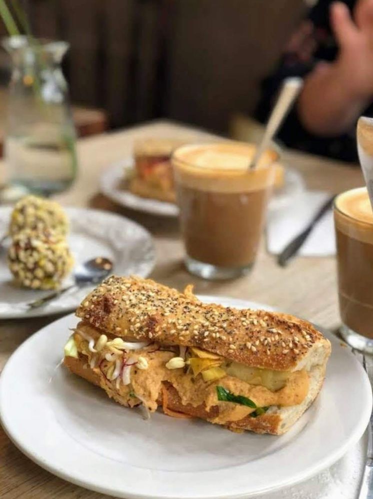 Caption: A sandwich from the café Zetas Finsmakarens trädgård in Stockholm