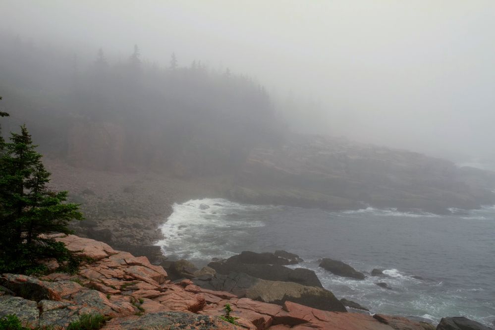 Morning fog over cliff
