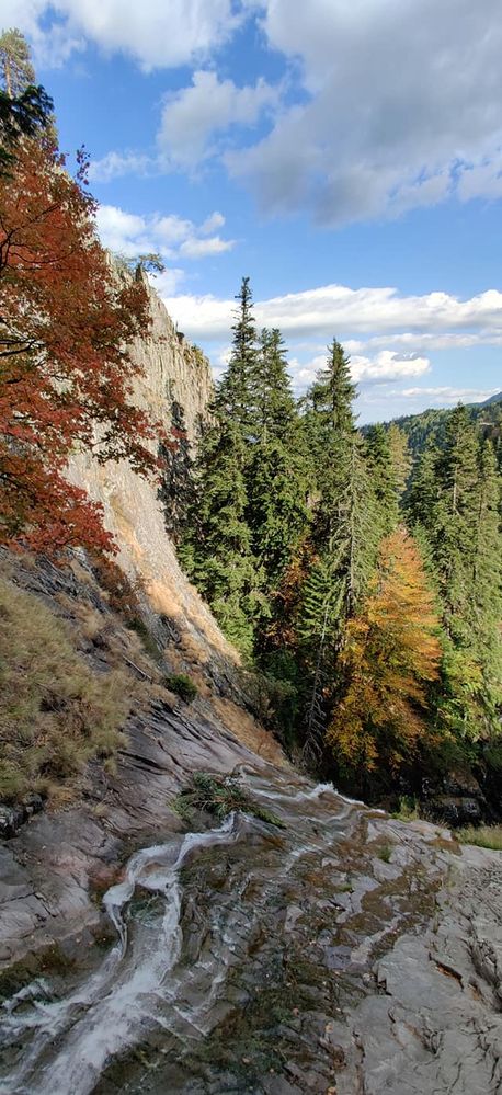Caption: A photo taken on the top of a 70-meters waterfall and the forestry scene ahead reminding of Fall. (Local Guide @TsekoV)